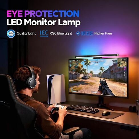 شريط إضاءة شاشة الكمبيوتر LYMAX M2 & RGB، مصباح كمبيوتر USB شريط إضاءة شاشة خافت للضوء، سطوع قابل للتعديل/درجة حرارة اللون مع جهاز تحكم باللمس in Kuwait