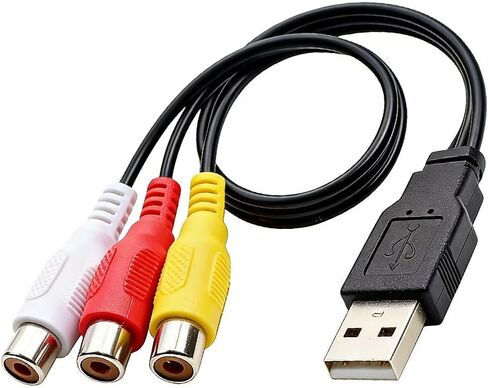كابل USB إلى 3RCA، USB A 2.0 ذكر إلى 3 RCA أنثى بطاقة التقاط صوت الفيديو، سلك محول مركب AV للكمبيوتر الشخصي، Mac، DVR، HDD، مشغل DVD، فك التشفير، نظام AV، نقل صوت الفيديو للمسرح المنزلي in Kuwait