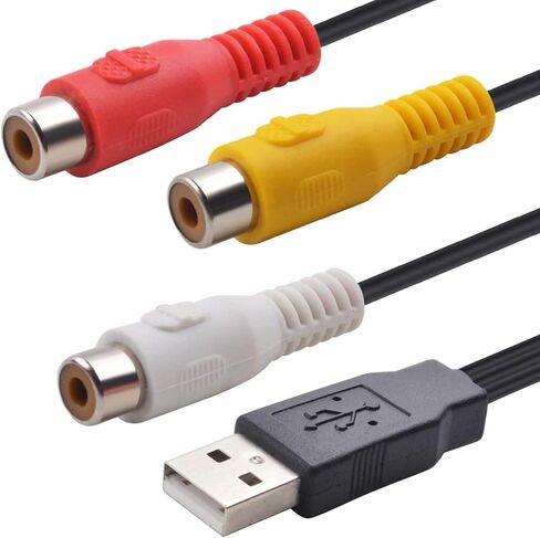 كابل USB إلى 3RCA، USB A 2.0 ذكر إلى 3 RCA أنثى بطاقة التقاط صوت الفيديو، سلك محول مركب AV للكمبيوتر الشخصي، Mac، DVR، HDD، مشغل DVD، فك التشفير، نظام AV، نقل صوت الفيديو للمسرح المنزلي in Kuwait