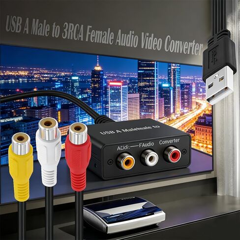 كابل USB إلى 3RCA، USB A 2.0 ذكر إلى 3 RCA أنثى بطاقة التقاط صوت الفيديو، سلك محول مركب AV للكمبيوتر الشخصي، Mac، DVR، HDD، مشغل DVD، فك التشفير، نظام AV، نقل صوت الفيديو للمسرح المنزلي in Kuwait
