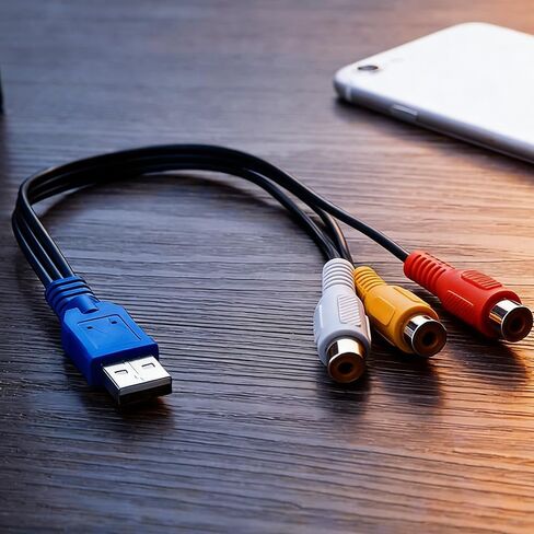 كابل USB إلى 3RCA، USB A 2.0 ذكر إلى 3 RCA أنثى بطاقة التقاط صوت الفيديو، سلك محول مركب AV للكمبيوتر الشخصي، Mac، DVR، HDD، مشغل DVD، فك التشفير، نظام AV، نقل صوت الفيديو للمسرح المنزلي in Kuwait