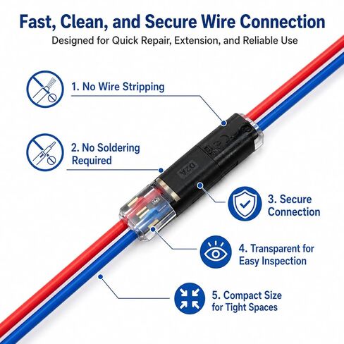 2-Wire Quick-Disconnect Solderless Connectors, 16-18 AWG, 12V, for Automotive and LED Lights, 20 Pairs in Saudi Arabia