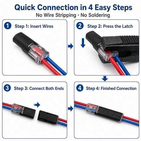 2-Wire Quick-Disconnect Solderless Connectors, 16-18 AWG, 12V, for Automotive and LED Lights, 20 Pairs in Saudi Arabia