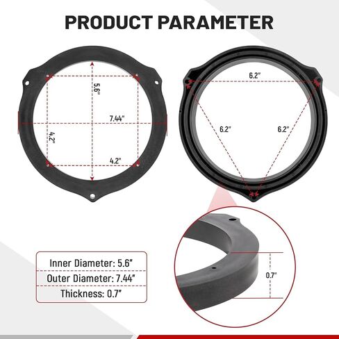 RED WOLF Front Rear Door Speaker Adapter w/Wiring Harness Compatible with Ford 2013-2020 Mustang Fusion Fiesta Focus Install 6-1/2" Aftermarket Audio Speaker Spacer Ring Bracket 2 PCS in Saudi Arabia