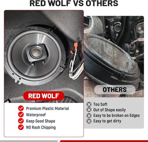 RED WOLF Front Rear Door Speaker Adapter w/Wiring Harness Compatible with Ford 2013-2020 Mustang Fusion Fiesta Focus Install 6-1/2" Aftermarket Audio Speaker Spacer Ring Bracket 2 PCS in Saudi Arabia
