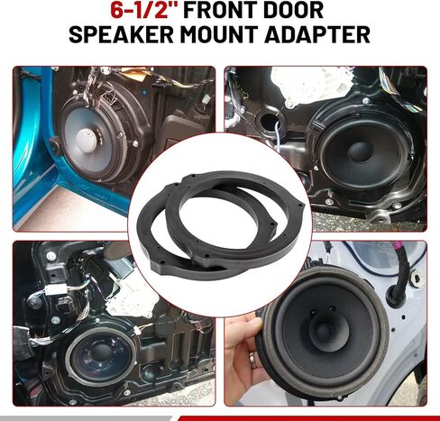 RED WOLF Front Rear Door Speaker Adapter w/Wiring Harness Compatible with Ford 2013-2020 Mustang Fusion Fiesta Focus Install 6-1/2" Aftermarket Audio Speaker Spacer Ring Bracket 2 PCS in Saudi Arabia