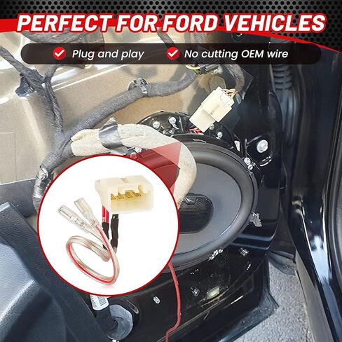 RED WOLF Front Rear Door Speaker Adapter w/Wiring Harness Compatible with Ford 2013-2020 Mustang Fusion Fiesta Focus Install 6-1/2" Aftermarket Audio Speaker Spacer Ring Bracket 2 PCS in Saudi Arabia