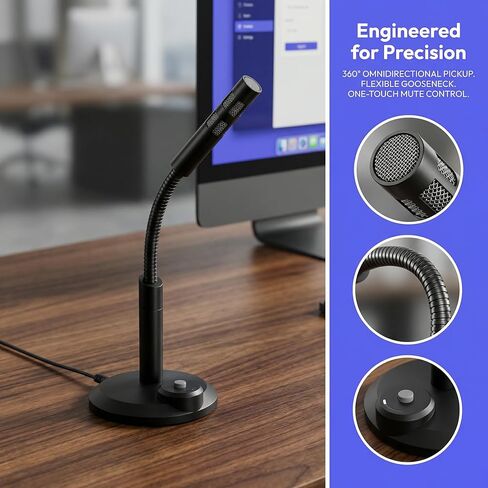 ميكروفون USB مع خاصية تقليل الضوضاء والصدمات، ومقبس 3.5 ملم، وهيكل معدني متين، مثالي لتدوين الفيديو، والبث المباشر، والمقابلات، والتصوير - أسود in Saudi Arabia