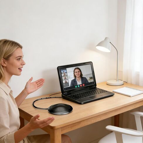 USB Omnidirectional Microphone for Conference, Streaming & Gaming | One-Touch Mute | Laptop PC Mic Black in Saudi Arabia