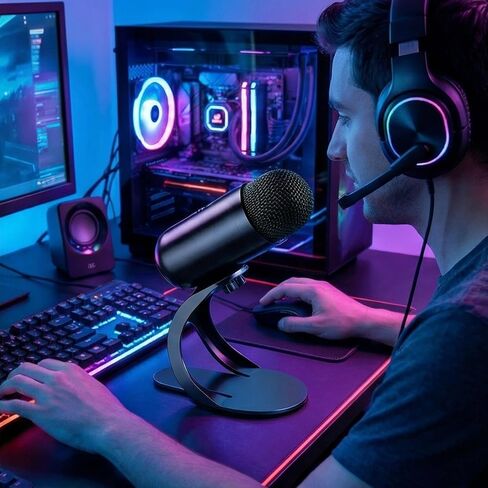 USB Broadcast Condenser Microphone | Large Dual Diaphragm, Noise Cancelling | HD Audio for Podcasting, Streaming, Anchors | Plug-and-Play USB-C in Saudi Arabia