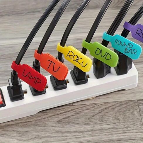32 Self-Locking Writable Cable Straps - Color-Coded Locking System for Managing Wires, Organizing Electronic Devices, TVs, Home & Office Cables, Reusable Cord Ties in Saudi Arabia