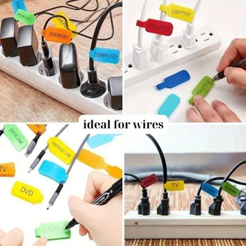 32 Self-Locking Writable Cable Straps - Color-Coded Locking System for Managing Wires, Organizing Electronic Devices, TVs, Home & Office Cables, Reusable Cord Ties in Saudi Arabia