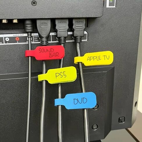 32 Self-Locking Writable Cable Straps - Color-Coded Locking System for Managing Wires, Organizing Electronic Devices, TVs, Home & Office Cables, Reusable Cord Ties in Saudi Arabia