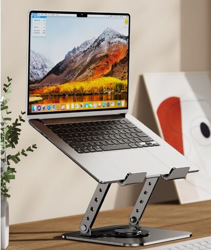 حامل كمبيوتر محمول تلسكوبي يدور 360 درجة - حامل رفع قابل للطي، مناسب للأجهزة اللوحية مقاس 4-15 بوصة، واستخدام المكتب المنزلي/السرير، مناسب للطلاب/عمال المكاتب in Saudi Arabia