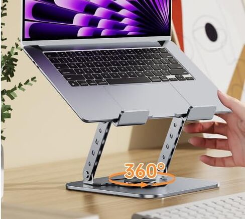 حامل كمبيوتر محمول تلسكوبي يدور 360 درجة - حامل رفع قابل للطي، مناسب للأجهزة اللوحية مقاس 4-15 بوصة، واستخدام المكتب المنزلي/السرير، مناسب للطلاب/عمال المكاتب in Saudi Arabia