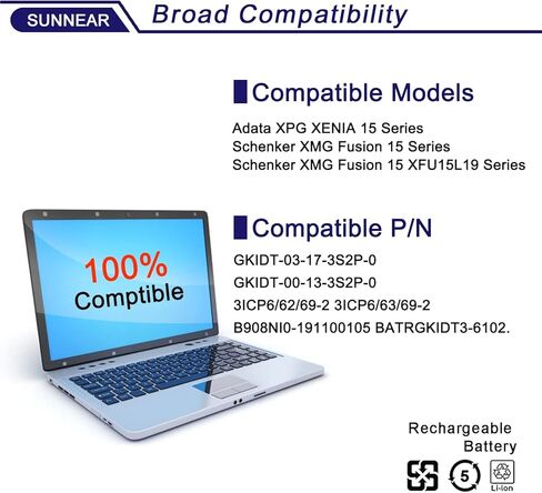 GKIDT-03-17-3S2P-0 استبدال بطارية الكمبيوتر المحمول لسلسلة Adata XPG Xenia 15 Schenker XMG Fusion 15 XFU15L19 GKIDT-00-13-3S2P-0 in Saudi Arabia