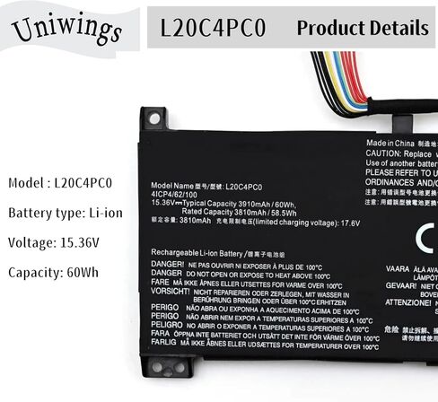 بطارية L20D4PC0 جديدة متوافقة مع Lenovo Ideapad Gaming 3-15ACH6 3-15IHU6 Legion 5-15ITH6 15ITH6H 15ACH6 15ACH6H 15ACH6A Series L20D4PC0 L20M4PC0 L20CL4PC0 in Saudi Arabia