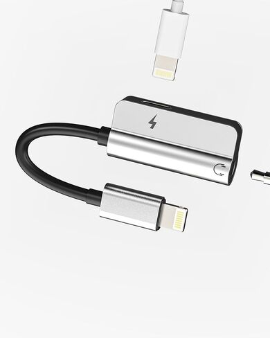 Aux to Lightning Adapter 3.5mm Jack Headphone Splitter 2in1 for iPhone 14 13 12 Pro Max Audio Cable Charger Adaptor Connector for Apple Wired Earphone Converter Dual Accessories for iPad Phone Dongle in Saudi Arabia