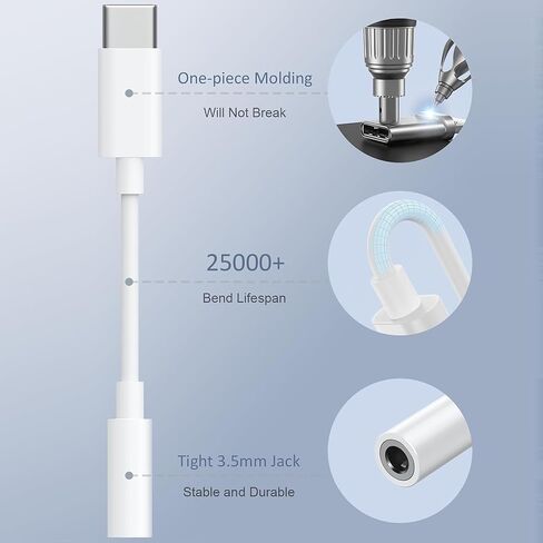 محول سماعة رأس USB-C إلى 3.5 مم - حزمة HiFi 2 متوافقة مع Apple iPhone 17 16 15 Samsung Galaxy S25 S24 S23 S22 S21 Plus Pro Max Ultra Pixel iPad - محول من النوع C إلى Aux Cord Jack Dongle in Saudi Arabia