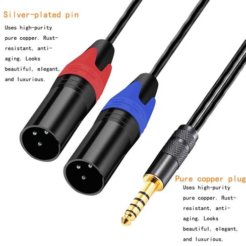 4.4mm to Dual XLR 3pin Male Balanced Audio Headphone Adapter Cable 6N Pure Copper 24K Gold Plated Connectors in Saudi Arabia