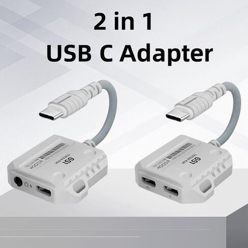 محول شحن سريع 2 في 1 USB C مع صوت عالي الدقة توصيل طاقة 60 وات، محول صوت 3.5 مم ﻿(3.5 مم نوع C) in Saudi Arabia