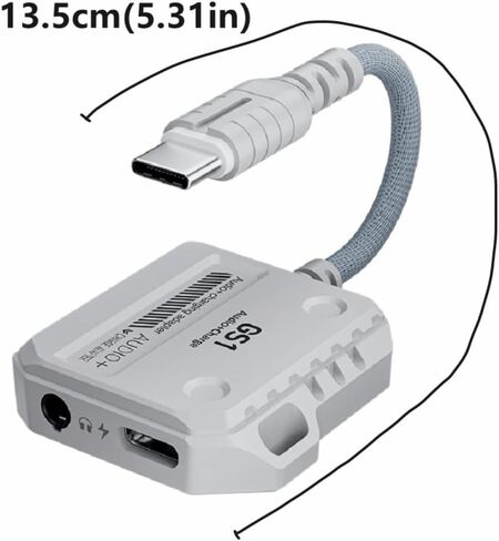 محول شحن سريع 2 في 1 USB C مع صوت عالي الدقة توصيل طاقة 60 وات، محول صوت 3.5 مم ﻿(3.5 مم نوع C) in Saudi Arabia