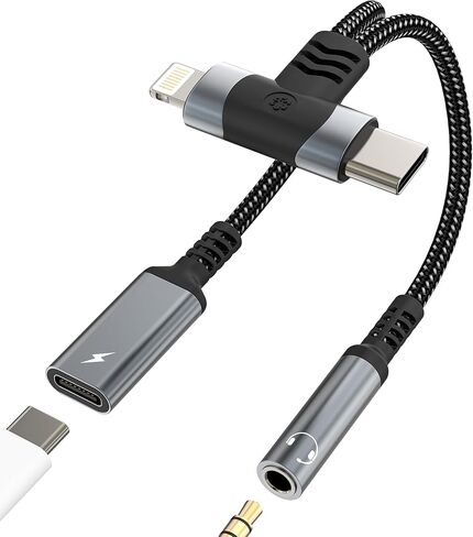 USB C Lightning to 3.5mm Headphone Jack Adapter(2in1)for iPhone 16 15 14 13 Pro Max AUX Charger Splitter Cable Audio Dongle for Apple Cord Charging Compatible for Samsung S25 S24 Dual Port for iPad 10 in Saudi Arabia