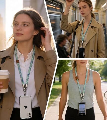 Universal 3-in-1 Phone Lanyard Kit, Anti Theft Crossbody Strap and Wrist Lanyard, Comfortable Skin-Friendly Neck Wrist Design, Premium Metal Buckles, with Phone Tab & Short Cord for Most Smartphones in Saudi Arabia