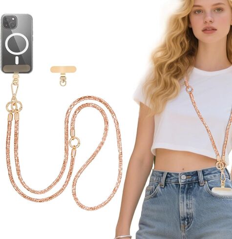 Crystal Phone Lanyard Crossbody Adjustable Rhinestone Anti-Theft Phone Strap Crossbody Cell Phone Neck Strap for Women in Saudi Arabia