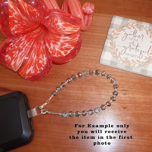 Hidden Hollow Beads Cell phone charm Wrist strap tether tab wristlet anti-drop hands free fits most cases and accessories (Black & Gold) in Saudi Arabia