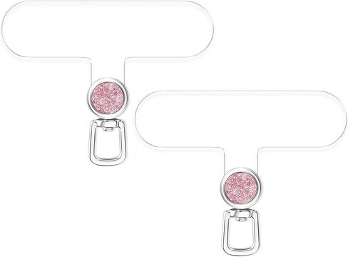 TACOMEGE 2pcs Clear Phone Tether Tabs for iPhone Smartphone Case, Cell Phone Tether CrystalPink for Women Girls (Clear-Pink) in Saudi Arabia
