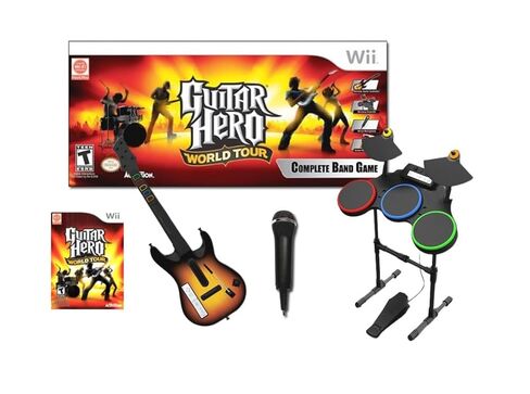 مجموعة Wii Guitar Hero World Tour Band (متجددة) - تتضمن الجيتار ومجموعة الطبول والميكروفون واللعبة in Saudi Arabia