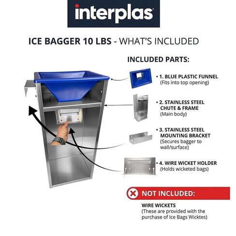 8 LB -10 LB Ice Bagger, Ice Bag Filler Stand, Ice Bagger for Ice Machine, Perfect for 8lbs -10lbs Ice Bags on Plastic or Metal Wicket -Designed for Convenience Store and Commercial Use- by Interplas in Saudi Arabia