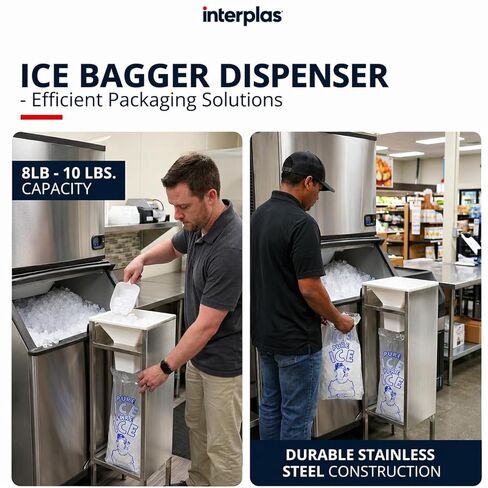 8 LB -10 LB Ice Bagger, Ice Bag Filler Stand, Ice Bagger for Ice Machine, Perfect for 8lbs -10lbs Ice Bags on Plastic or Metal Wicket -Designed for Convenience Store and Commercial Use- by Interplas in Saudi Arabia