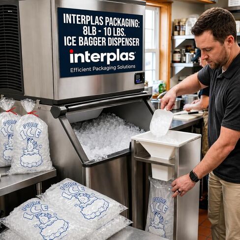 8 LB -10 LB Ice Bagger, Ice Bag Filler Stand, Ice Bagger for Ice Machine, Perfect for 8lbs -10lbs Ice Bags on Plastic or Metal Wicket -Designed for Convenience Store and Commercial Use- by Interplas in Saudi Arabia