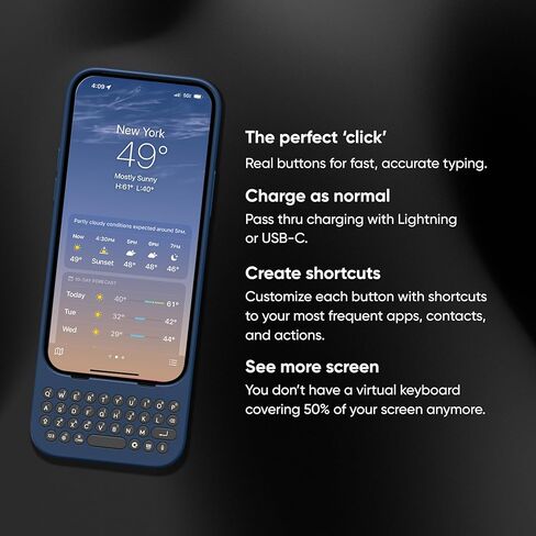 Clicks Keyboard for iPhone 15 Plus – Keyboard Case for Premium Typing Experience – Faster, Accurate Typing, Charge as Normal – Royal Ink in Saudi Arabia