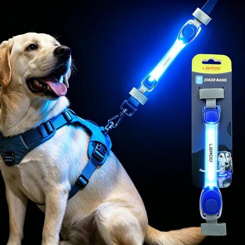 LaRoo Light Up Dog Collar with Nylon Stickers, Universal Glowing Collar Accessories for Leash Harness, Silicone Waterproof Dog LED Flashing Collar Night Outdoor Safety in Saudi Arabia