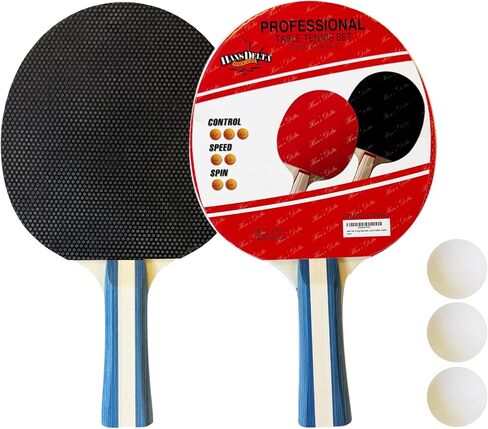 HAN'S DELTA Ping Pong Paddle Sets - 2 or 4 Player Table Tennis Paddles, Pingpong Balls & Net - Table Tennis Equipment & Ping Pong Accessories in Saudi Arabia