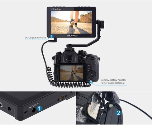 Feelworld F5 Prox 5.5 Inch Camera Monitor High Bright 1600 Nit Touch Screen 4K HDMI 1920 * 1080 3D LUT 5V Type-c Power Supply Full HD DSLR Field Monitor Video Support (with 12V Adapter) in Saudi Arabia