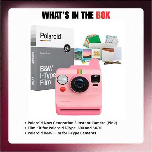 Polaroid Now Generation 3 Instant Camera (Pink) Bundle with Black and White Film and Accessories (3 Items) in Saudi Arabia