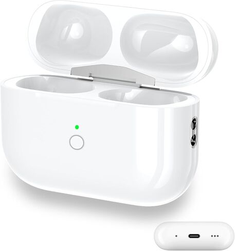 حافظة شحن بديلة لأجهزة AirPods Pro الجيل الثاني والأول، حافظة شحن لاسلكية USB-C متوافقة مع AirPods Pro، شحن سريع، زر إقران مزامنة بلوتوث، بدون سماعات أذن in Kuwait