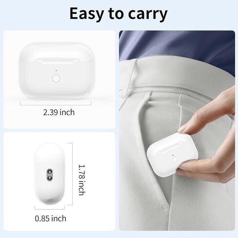 حافظة شحن بديلة لأجهزة AirPods Pro الجيل الثاني والأول، حافظة شحن لاسلكية USB-C متوافقة مع AirPods Pro، شحن سريع، زر إقران مزامنة بلوتوث، بدون سماعات أذن in Kuwait