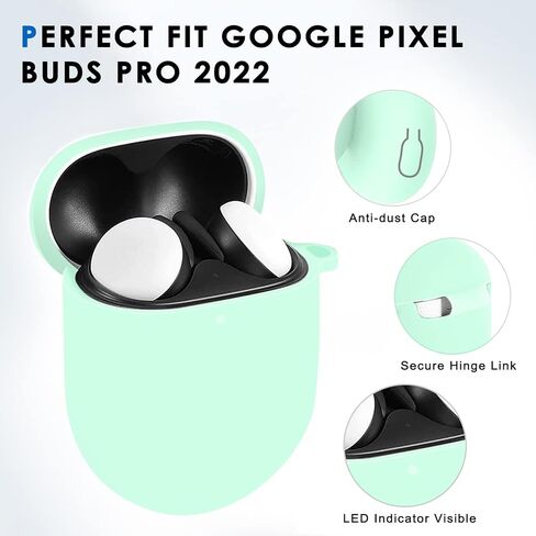 for Google Pixel Buds Pro 2 (2024) & Pixel Buds Pro (2022) Case Cover, Soft Silicone Shockproof Protective Case Skin with Carabiner (Glow Green) in Saudi Arabia