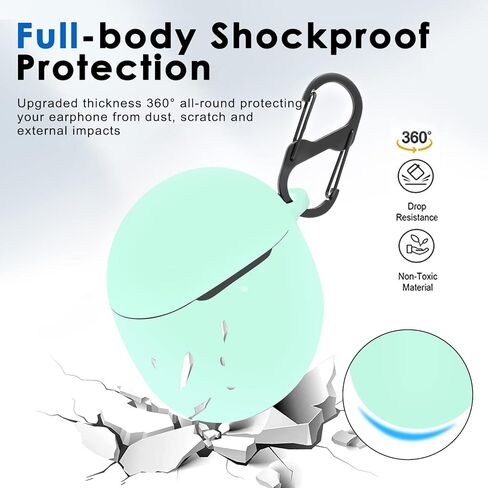 for Google Pixel Buds Pro 2 (2024) & Pixel Buds Pro (2022) Case Cover, Soft Silicone Shockproof Protective Case Skin with Carabiner (Glow Green) in Saudi Arabia