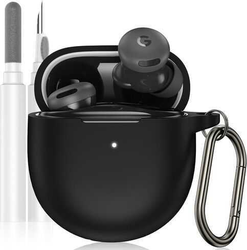 for Google Pixel Buds Pro 2 (2024) & Pixel Buds Pro (2022) Case Cover, Soft Silicone Shockproof Protective Case Skin with Carabiner (Glow Green) in Saudi Arabia