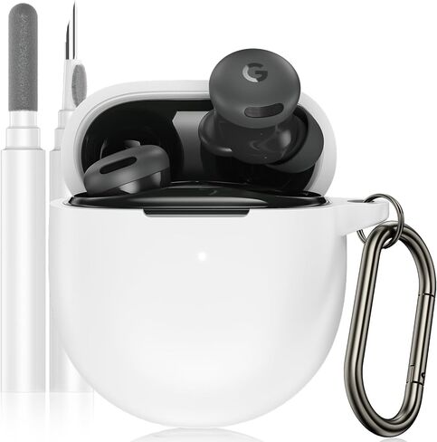 for Google Pixel Buds Pro 2 (2024) & Pixel Buds Pro (2022) Case Cover, Soft Silicone Shockproof Protective Case Skin with Carabiner (Glow Green) in Saudi Arabia