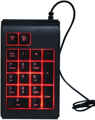 لوحة مفاتيح رقمية - لوحة مفاتيح بإضاءة خلفية ذات ملمس ميكانيكي سلكي USB مكونة من 19 مفتاحًا مع مصباح LED للتنفس ثلاثي الألوان لأجهزة الكمبيوتر المكتبية والكمبيوتر المحمول in Kuwait