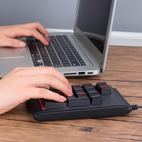 لوحة مفاتيح رقمية - لوحة مفاتيح بإضاءة خلفية ذات ملمس ميكانيكي سلكي USB مكونة من 19 مفتاحًا مع مصباح LED للتنفس ثلاثي الألوان لأجهزة الكمبيوتر المكتبية والكمبيوتر المحمول in Kuwait