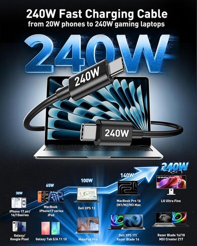شاحن سيارة USB C شحن سريع، شاحن هاتف سيارة 90 وات 4 منافذ شحن فائق السرعة مزدوج USB-C وUSB-A محول ولاعة سجائر مع كابل 240 وات نوع C لهاتف Samsung Galaxy S26/S25/S24/ S23، بكسل، أندرويد in Kuwait