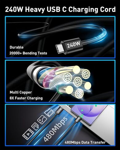 شاحن سيارة USB C شحن سريع، شاحن هاتف سيارة 90 وات 4 منافذ شحن فائق السرعة مزدوج USB-C وUSB-A محول ولاعة سجائر مع كابل 240 وات نوع C لهاتف Samsung Galaxy S26/S25/S24/ S23، بكسل، أندرويد in Kuwait